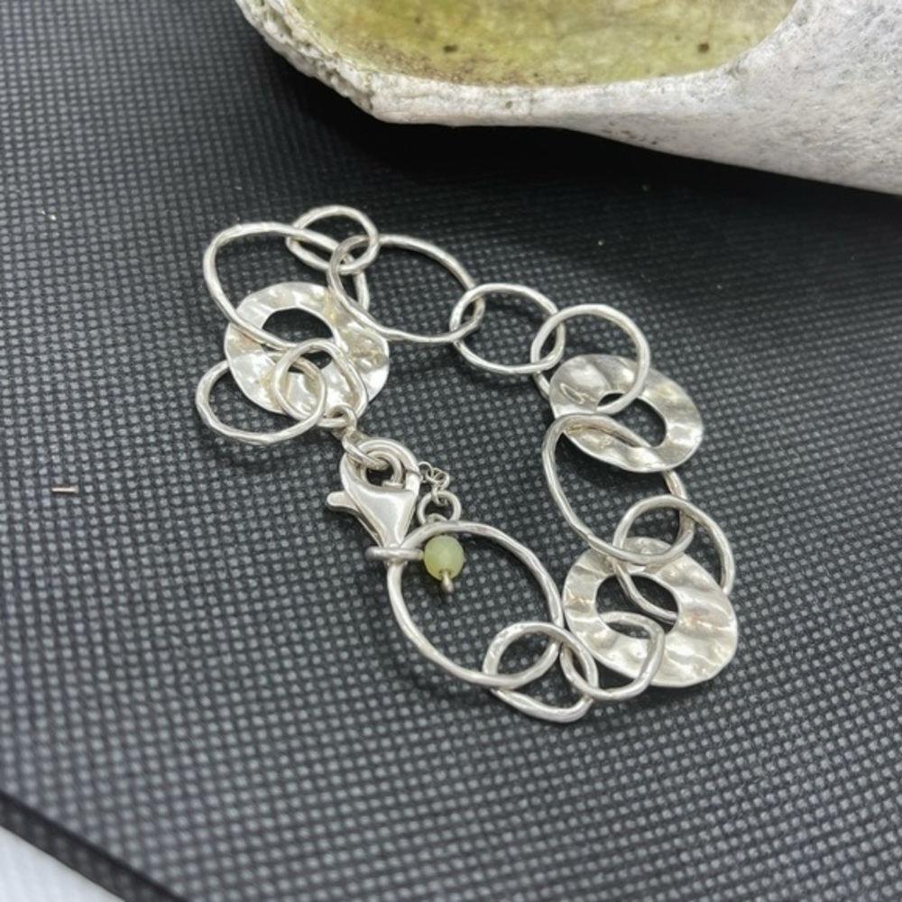 Silpada Paper Circles Bracelet thin hammered interlocking sterling sil circles - Picture 3 of 5